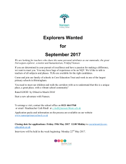 Explorers Wanted for September 2017