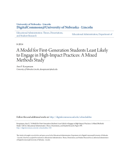 A Model for First-Generation Students Least Likely to Engage in