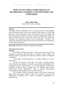 how state structures reflects diversities: ethiopia and switzerland