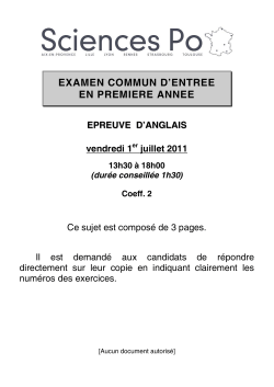 EXAMEN COMMUN D`ENTREE EN PREMIERE ANNEE EPREUVE