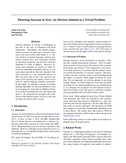 Detecting Sarcasm in Text