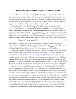 Floating Cork in an Accelerating Elevator