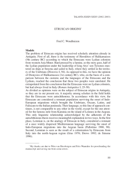 ETRUSCAN ORIGINS* Fred C. Woudhuizen Models The problem of