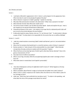 Act 3 Romeo and Juliet Scene 1 1. Look back at Benvolio`s