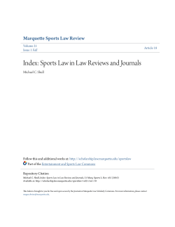 Index: Sports Law in Law Reviews and Journals