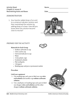 Activity Sheet - Middle School Chemistry