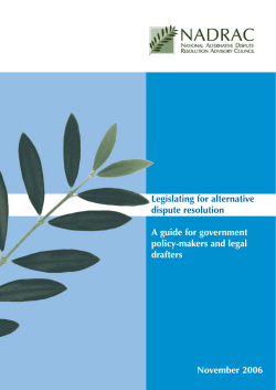 Legislating for Alternative Dispute Resolution - Attorney