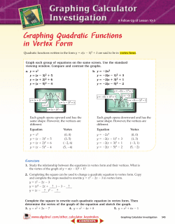 Graphing Quadratic Functions in Vertex Form