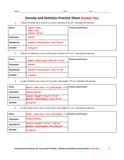Density and Statistics Practice Sheet Answer Key