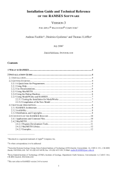 Installation Guide and Technical Reference of the RAMSES Software
