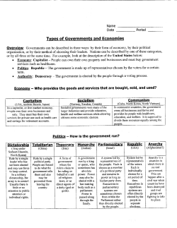 Types of Governments and Economies