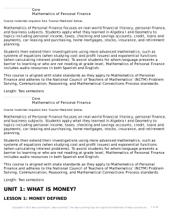 UNIT 1: WHAT IS MONEY?
