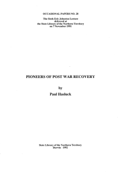 Pioneers of post-war recovery - Northern Territory Government