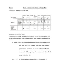 unit 1 Basic Central Pomo Sounds/Alphabet