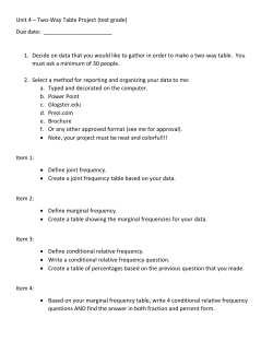 Unit 4 &ndash; Two-Way Table Project (test grade) Due date: 1. Decide on