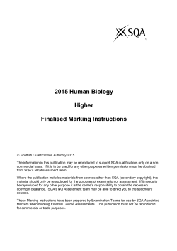 2015 Human Biology Higher Finalised Marking Instructions