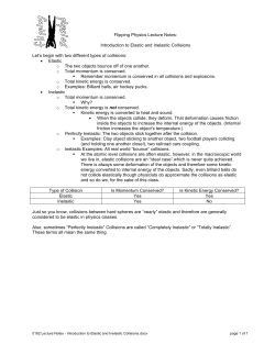 0182 Lecture Notes - Introduction to Elastic and Inelastic Collisions