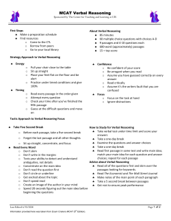 MCAT Verbal Reasoning