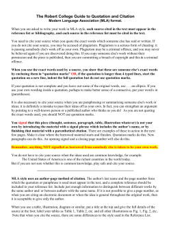 The Robert College Guide to Bibliographic Citation