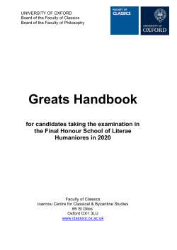 Greats Handbook 2020 - WebLearn