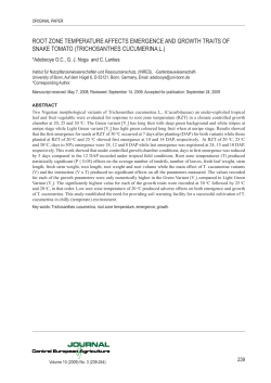 ROOT ZONE TEMPERATURE AFFECTS EMERGENCE AND