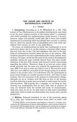 THE ORIGIN AND GROWTH OF MATHEMATICAL CONCEPTS 1