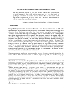 1 Berkeley on the Language of Nature and the Objects of Vision And