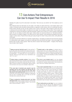 13 Core Actions That Entrepreneurs Can Use To Impact Their