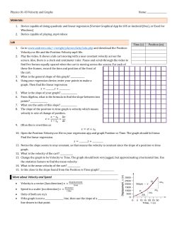 Physics 01-03 Velocity and Graphs Lab