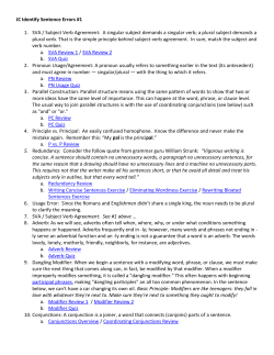 JC Identify Sentence Errors #1 1. SVA / Subject Verb