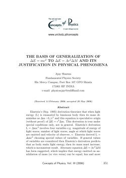 THE BASIS OF GENERALIZATION OF ∆E = mc 2 TO ∆E = Ac 2∆M