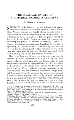 the political career of a. mitchell palmer: a comment