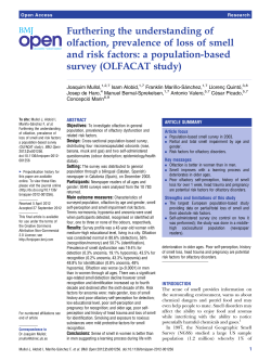 Furthering the understanding of olfaction, prevalence of loss of smell