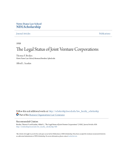 The Legal Status of Joint Venture Corporations