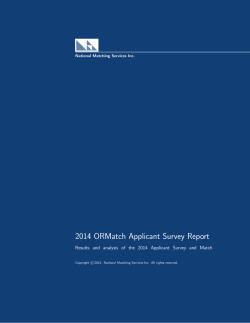 2014 ORMatch Applicant Survey Report