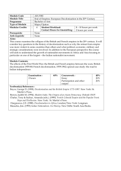 Module Code : AH-3302 Module Title : End of Empires: European