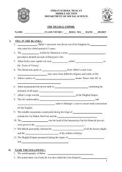 Class VII-Social-The Mughal Empire Worksheets