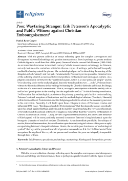 Poor, Wayfaring Stranger: Erik Peterson`s Apocalyptic and Public