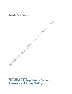 City of Palm Springs Historic Contept Statement and Survey Findings