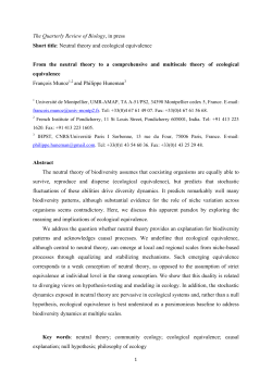 Neutral theory and ecological equivalence From - Philsci