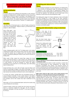 Recrystallisation of benzoic acid and determination of its melting point