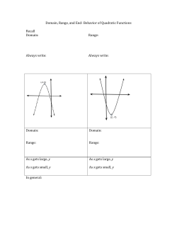 Domain, Range, and End- Behavior of Quadratic Functions Recall