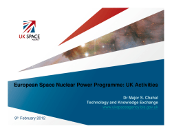 European Space Nuclear Power Programme: UK Activities