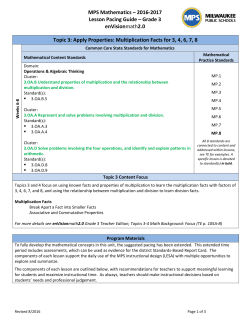 Topic 3 Pacing Guide - Milwaukee Public Schools
