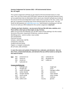 1 Summer Assignment for Summer 2013 &ndash; AP Environmental