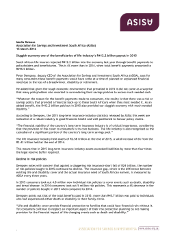 Media Release Association for Savings and Investment South Africa