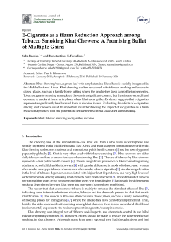 E-Cigarette as a Harm Reduction Approach among Tobacco