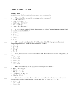 Chem 1120 Pretest 3 Fall 2015