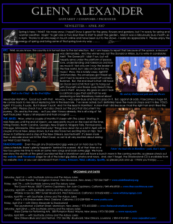 April Newsletter - Glenn Alexander