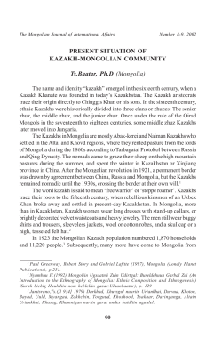 PRESENT SITUATION OF KAZAKH-MONGOLIAN COMMUNITY Ts
